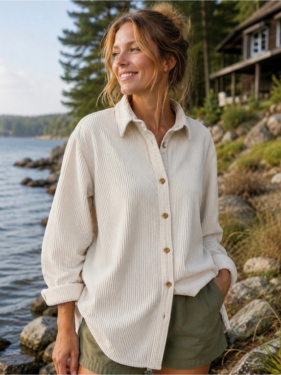 L.L. Bean Tops - Vintage 90s LL Bean Corduroy Relaxed Tunic Shacket XL Cabincore Gorpcore Granola